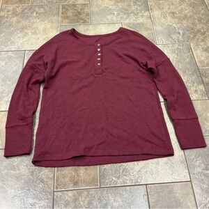 😳BUY 1,GET 2 FREE😳 Dark Burgundy Long Sleeve Henley Top